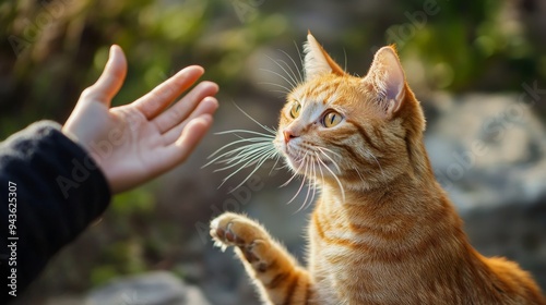 A cat with a hearing impairment learning to communicate with other animals through gestures in a supportive environment.