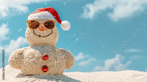 Sandman with Santa Hat, Beach Christmas