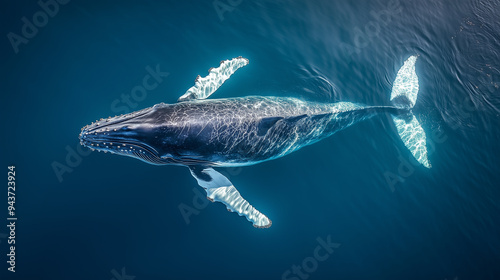 Humpback Whale Gliding Gracefully Underwater