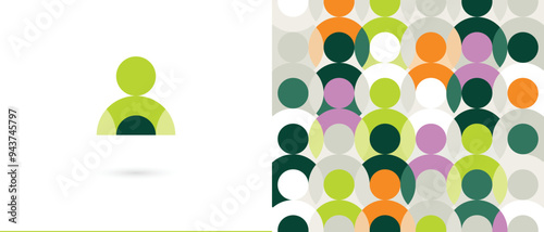 abstract people logo icon, people group crowd pattern texture background. diversity diverse different various mass simple geometric human illustration