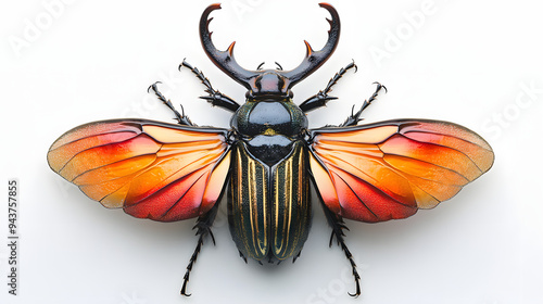 High-Resolution Image of a Stag Beetle with Distinctive Horns