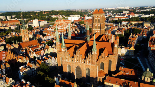 city ​​European ancient architecture port city aerial photography Gdansk Poland