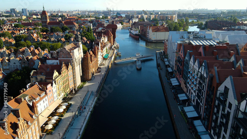 city ​​European ancient architecture port city aerial photography Gdansk Poland