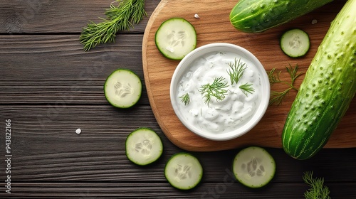 Tzatziki dip with fresh cucumbers and dill