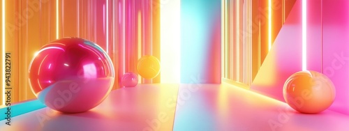 Golden Space in a 3D cartoon rendering