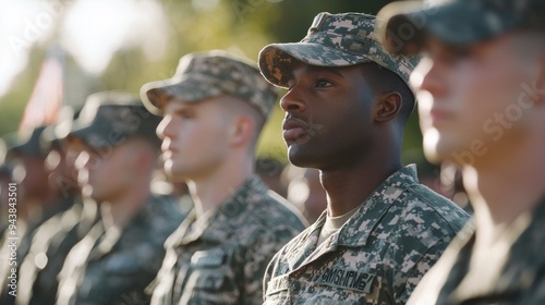 Soldiers are standing for the completion ceremony at army recruit training center