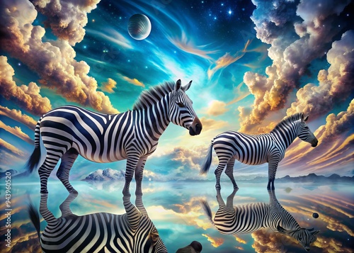 Surrealist Zebra Dreamscape: Dreamlike and enigmatic zebra patterns that combine elements of reality and fantasy, inviting viewers to explore subconscious depths.