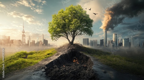 The Splitting Path: Nature's Resilience vs. Industrial Pollution