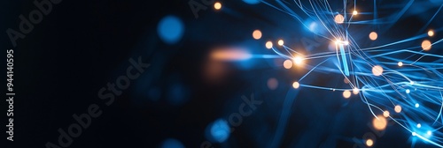 An abstract image showing neural network lights, symbolizing connectivity and technological advancements.