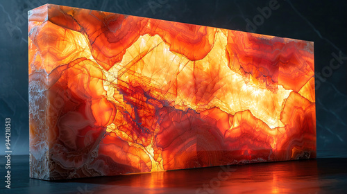 A dramatic backlit onyx stone