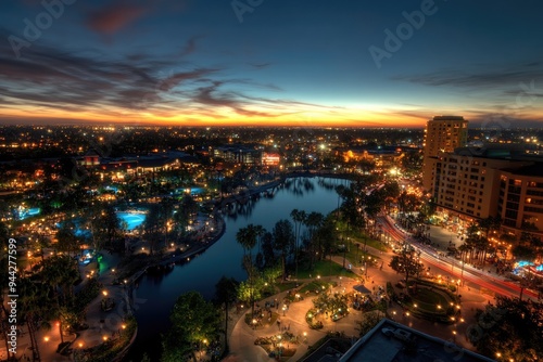 Anaheim, CA Skyline: Cityscape of Southern California City at Night