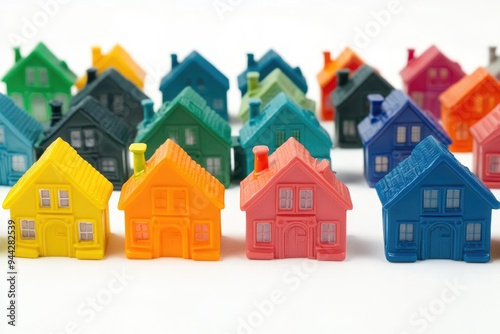 Monopoly Houses. Colorful Model Houses Conceptualized as Real Estate Development