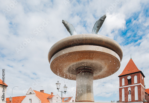 A fountain in a small fishing village in the north of Poland - Tolkmicko. 