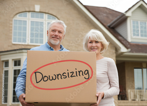 Real estate downsizing, elderly people selling their home to save more for retirement and investment 