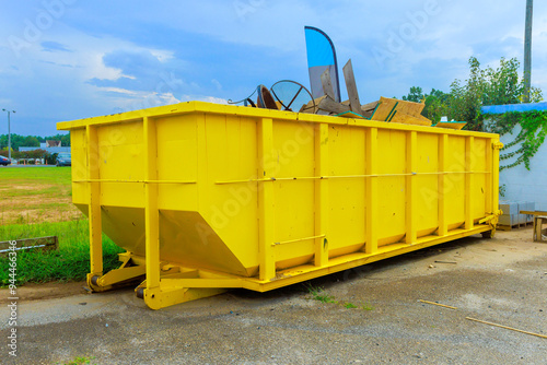 Metal container dumpsters for collection waste during construction at build site