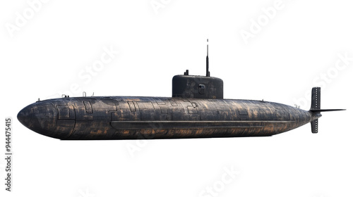 Military submarine isolated on a white background