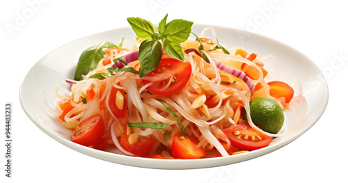 PNG Papaya salad pasta plate food.