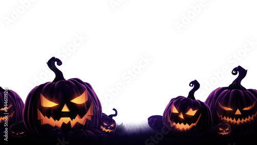 PNG Halloween pumpkins border, transparent background