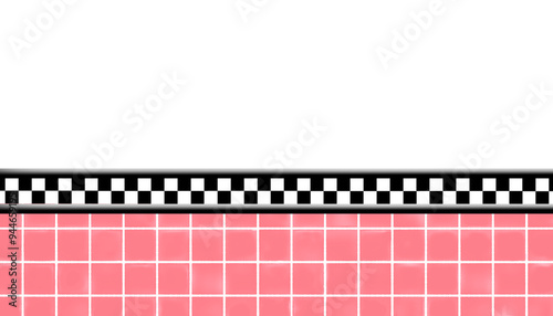 Half wall, Half wall, classic American diner restaurant or interior backgrounds, half checkered tile wall, kitchen wall, dining room, retro interior design, PNG, transparency