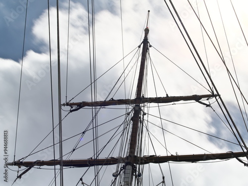 Tokyo, Japan -August 27, 2024: The mast of a sailing vessel,