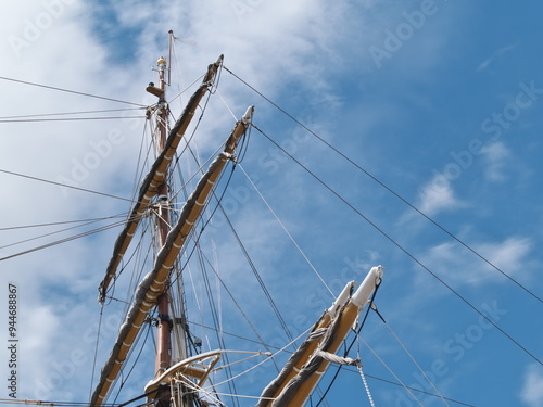 Tokyo, Japan -August 27, 2024: The mast of a sailing vessel,