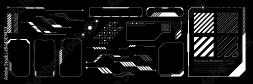 Futuristic Hud Element Vector Illustration. Set cyberpunk tech collection.