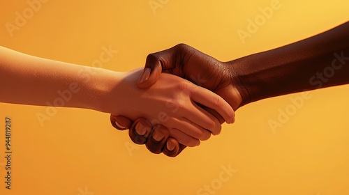 Hands shaking, diverse skin tones, unity and collaboration, soft warm light