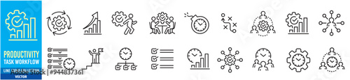 Productivity liner icon set collection vector. 