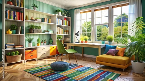 vibrant colors creative compositions eclectic study spaces