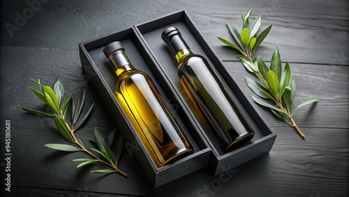 luxurious gourmet corporate gifting sleek modern black box premium Italian extra virgin olive oil infused balsamic vinegar