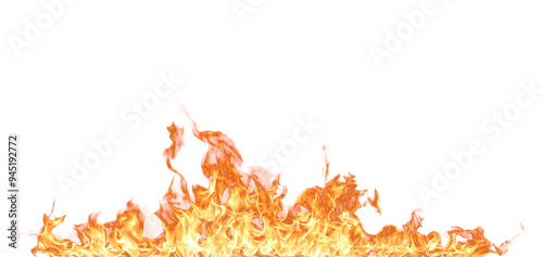 Translucent orange fire flames and sparks on transparent background. For used on light illustrations.