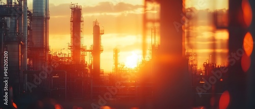 Refinery at Sunset Showcasing the Scientific Principles of Petrochemical Production Highlighting the Complex Engineering and Chemistry Behind Fuel and Energy