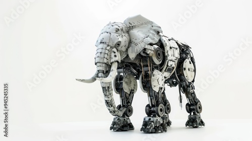 elephant robot white background wide angle lens