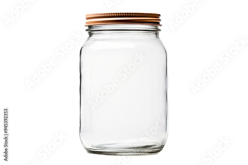 Empty jar isolated on transparent background for culinary, storage, and decorative design projects featuring clear glass and modern kitchenware elements