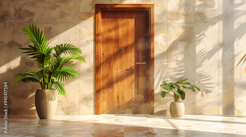 Modern Clean light brown entrance what is hide the real luxury interior.