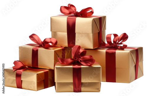 PNG Elegant gold gift boxes