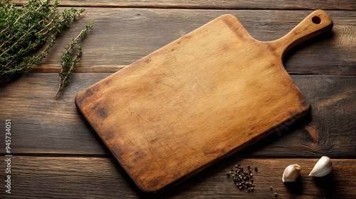 Homemade pizza cutting board for cooking or baking on a wooden tabletop. Empty pizza board ready to be used. Bakery concept in the kitchen. 