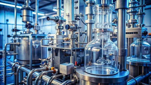 Close-up of a laboratory setup showing a catalyst in a reactor vessel undergoing hydrogenation, surrounded by pipes, tubes, and monitoring equipment in a scientific experiment.