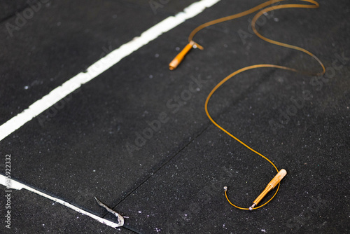 rope at the crossfit floor after double unders crossover single training