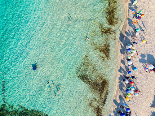 Estate in Salento: Marina di Lizzano (Taranto) vista dal drone in una mattina d'estate. Puglia, Taranto, Italy