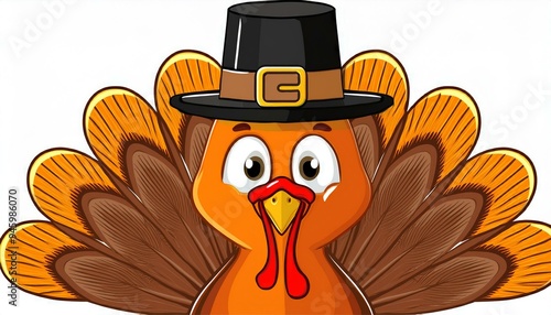 thanksgiving bird in a Pilgrim hat