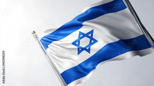 National Symbol of Israel - Israeli Flag on White Background