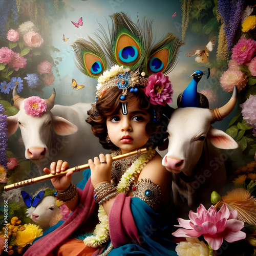 little Krishna looking lovely eyes full of wonder.