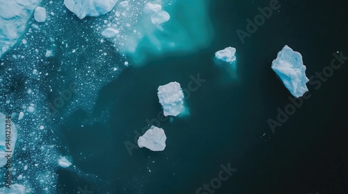 This striking aerial view reveals melting ice sheets in the South Pole, highlighting the urgent impacts of climate change on polar environments and ecosystems