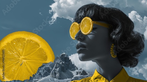 Surreal Portraits of Women with Citrus and Clouds.