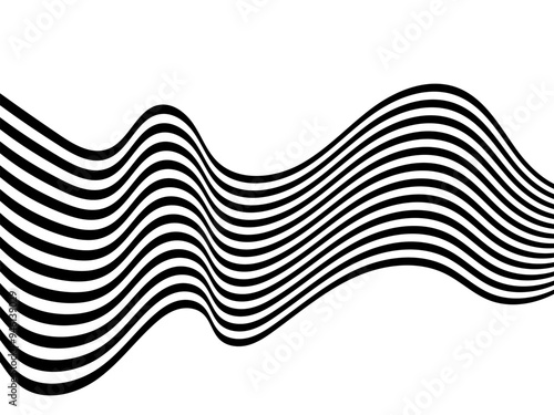 Abstract wave background, black and white wavy stripes or lines design. Eps 10