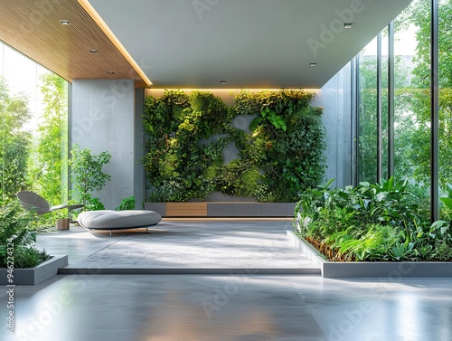 contemporary ecofriendly office space abundant plant life integrated with sleek furniture natural light and sustainable materials