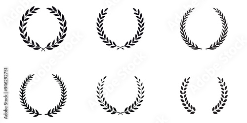 Black and White Laurel wreath vector art collection