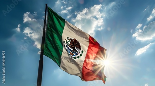 BANDERA DE MEXICO, FONDO CIELO