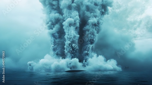 Dramatic Underwater Explosions Surrounding Naval Vessels